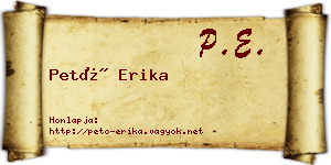 Pető Erika névjegykártya