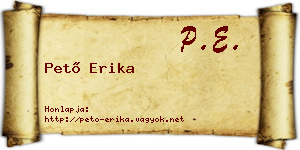 Pető Erika névjegykártya